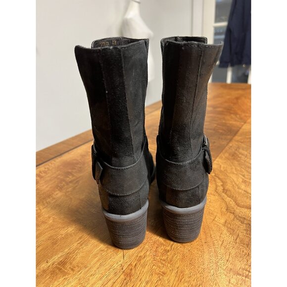 Donald J Pliner Women’s 8.5 Donata Cowboy Boot Distressed Suede Leather Black - Picture 7 of 11